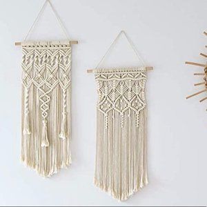 2 Pcs Macrame Woven Wall Geometric Art Decor